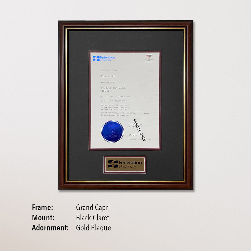 Single Certificate Frame (Fed Uni)