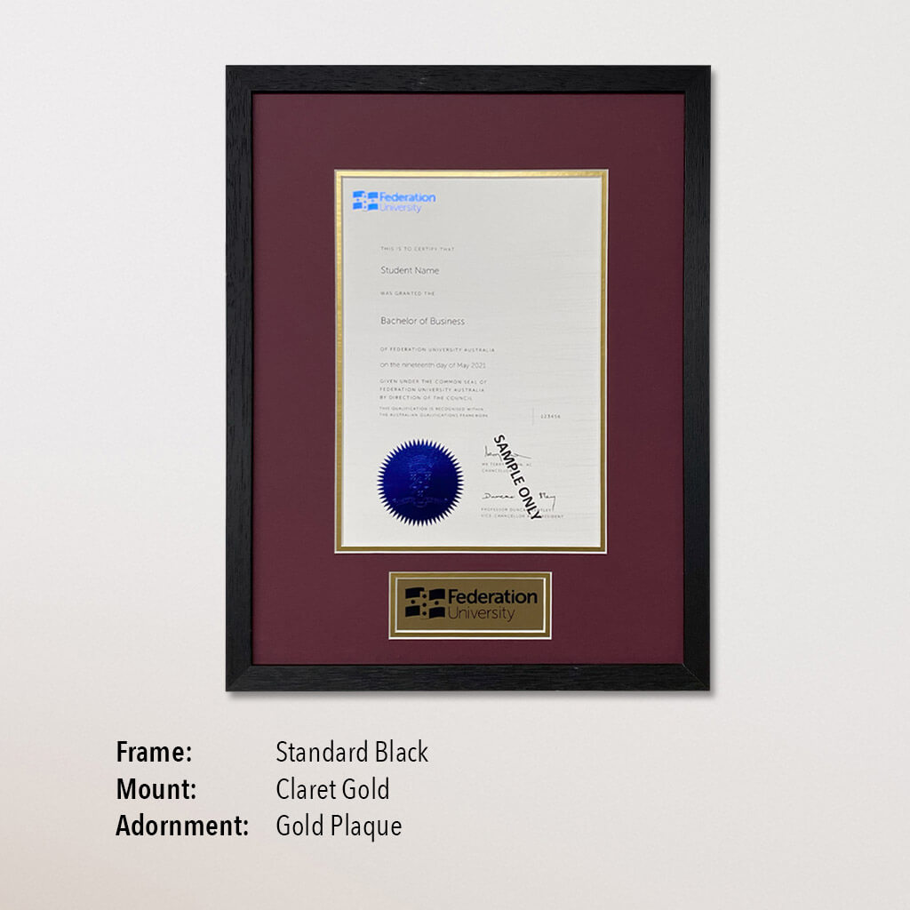 Single Certificate Frame (Fed Uni)