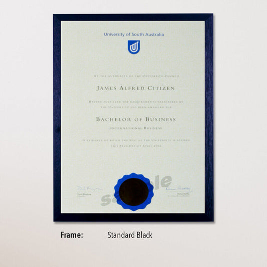 Single Certificate Frame - No Mat - Standard Black