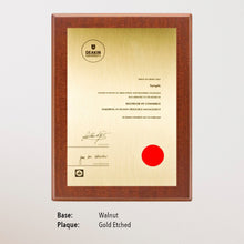 Load image into Gallery viewer, Certificate Plaque

