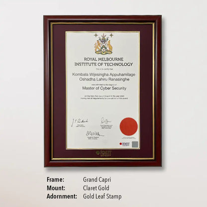Single Certificate Frame