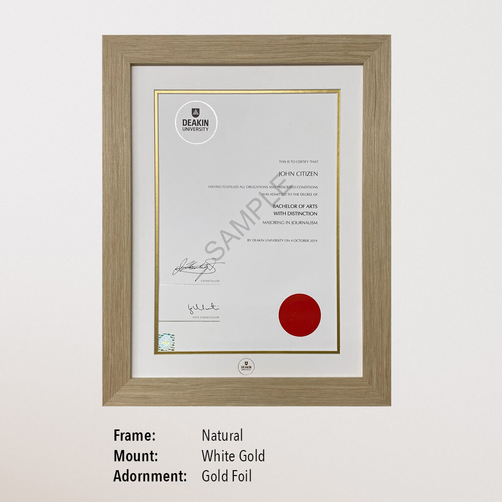 Single Certificate Frame (Deakin)
