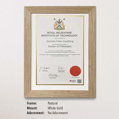 Single Certificate Frame (RMIT)